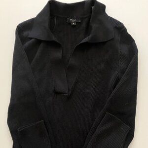Rails XS Black Kennedy Sweater - Luxe Cotton Silk Blend - Fitted With Collar